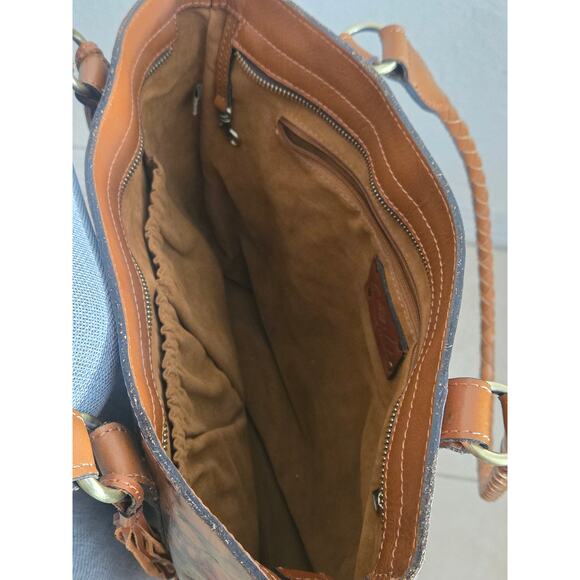 $269 Patricia Nash Rena Floral Leather Tote Summer Drawing fall colors brown - Picture 7 of 10